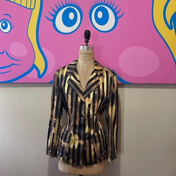 Moschino Jeans Yellow Black Blazer Jacket The Nanny - Picture 1 of 12